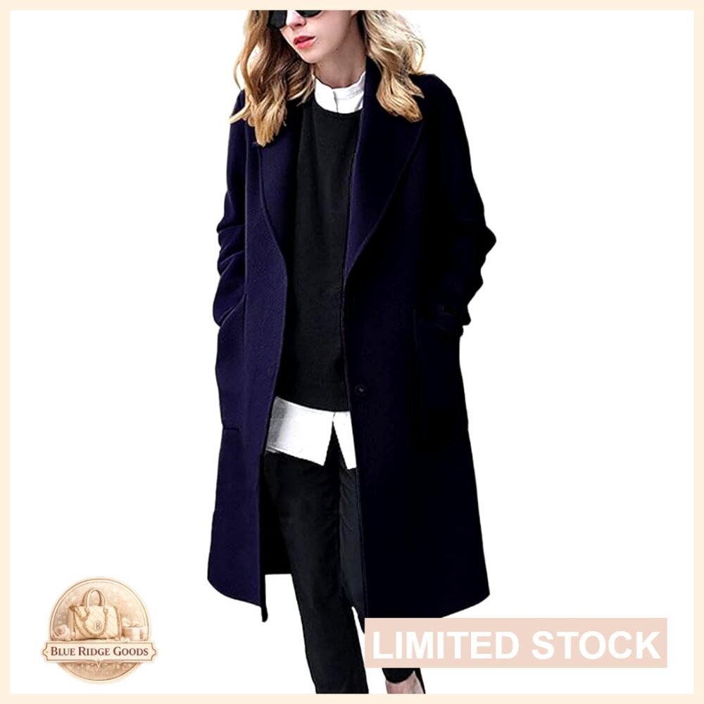 Slim Fit Wool Overcoat Elegant Office Formal Winter Coat Long Sleeve